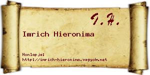Imrich Hieronima névjegykártya